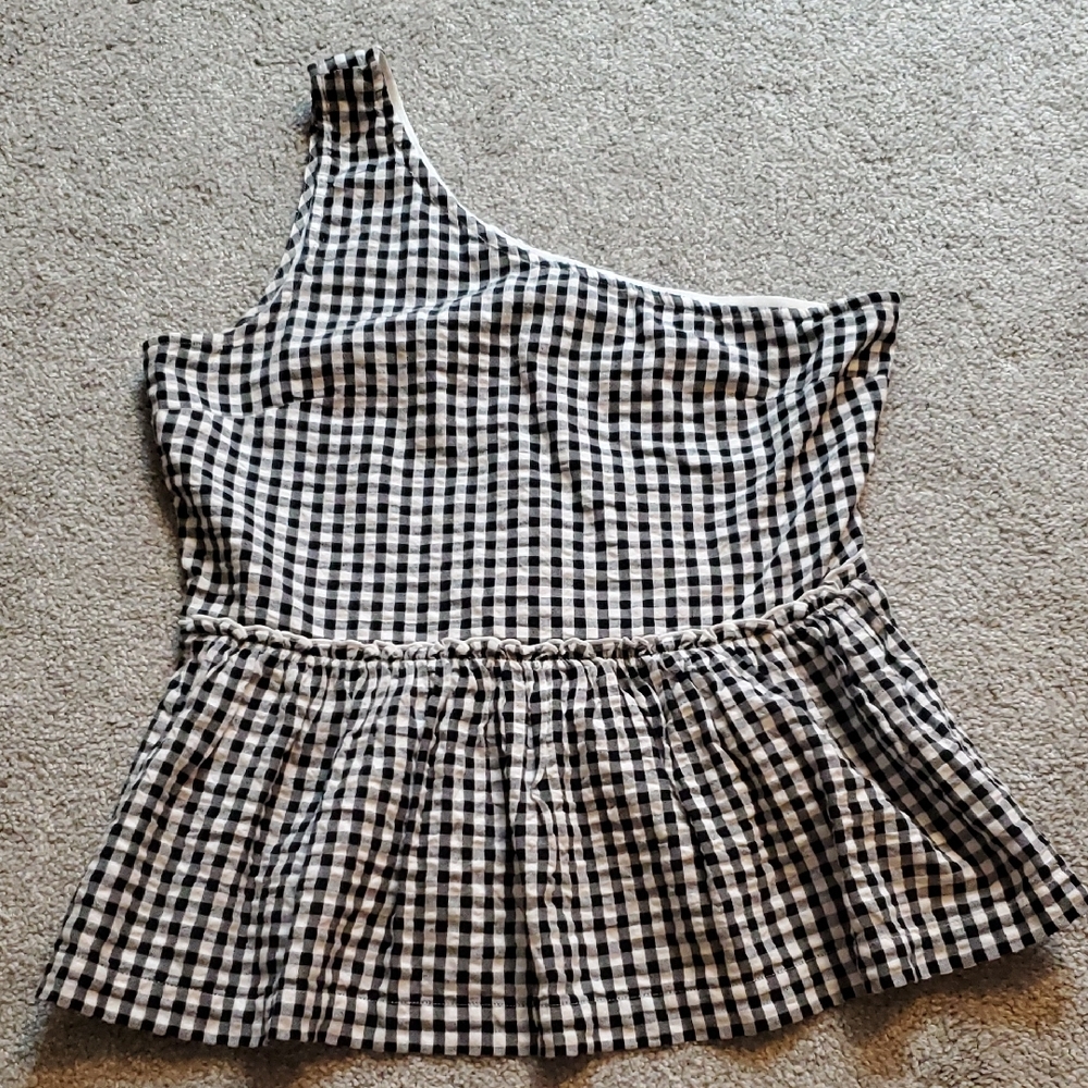 Crown & Ivy Black and White Asymmetrical Peplum Dress